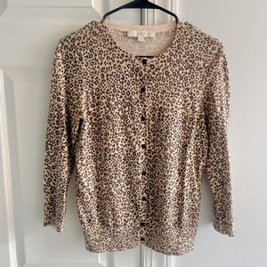 Ann Taylor LOFT Cheetah Print Button Down Cardigan Sweater S